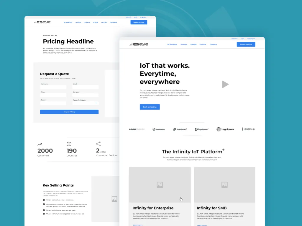 Mockup of Eseye website