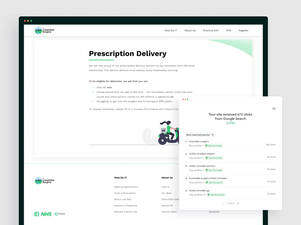 Mockup of Lunesdale Surgery website