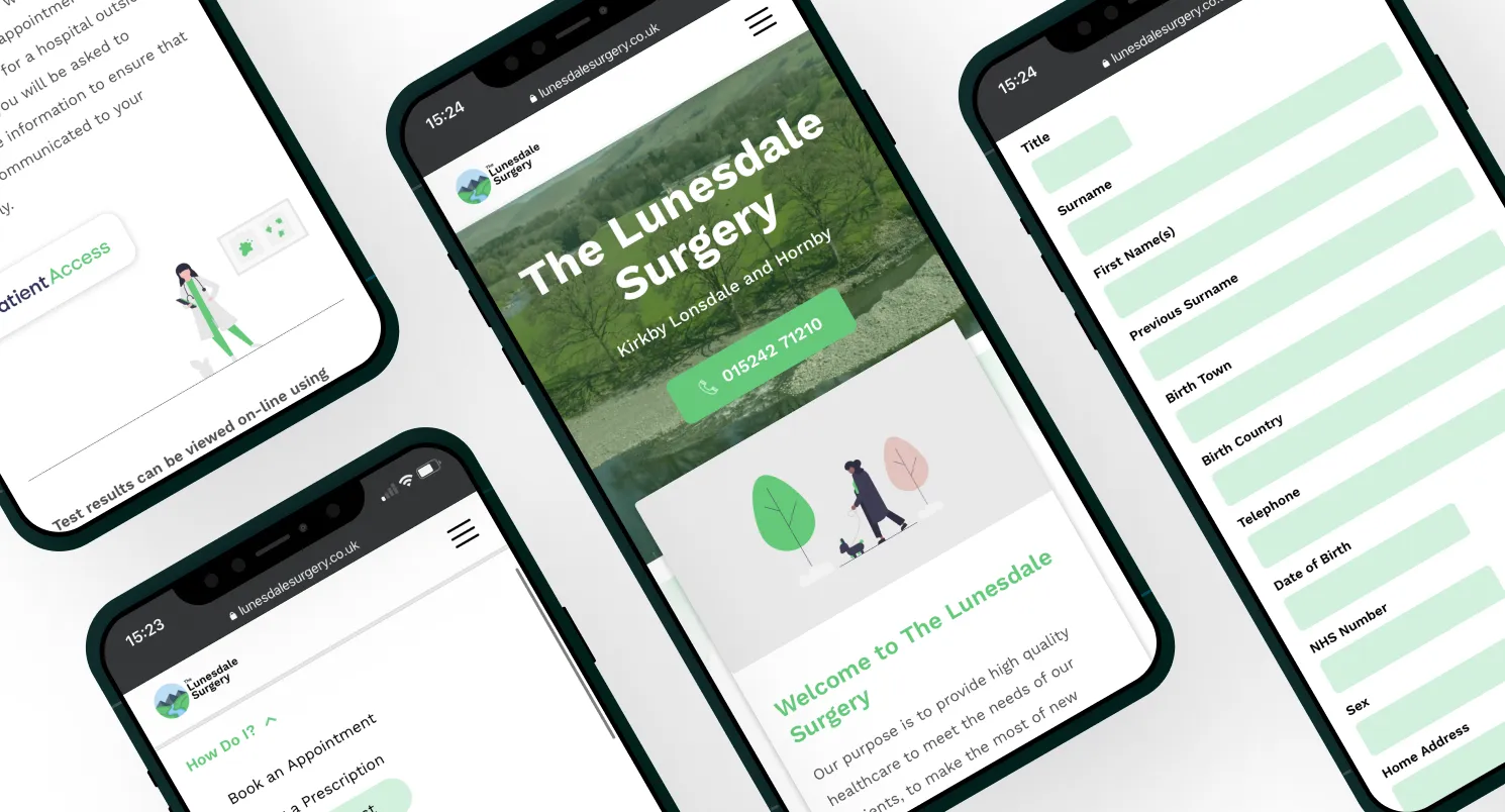 Mockup of Lunesdale Surgery website