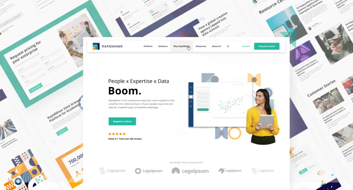 Mockup of RapidMiner website