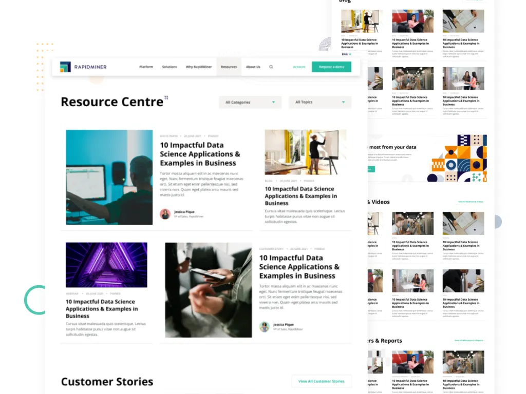 Mockup of RapidMiner website