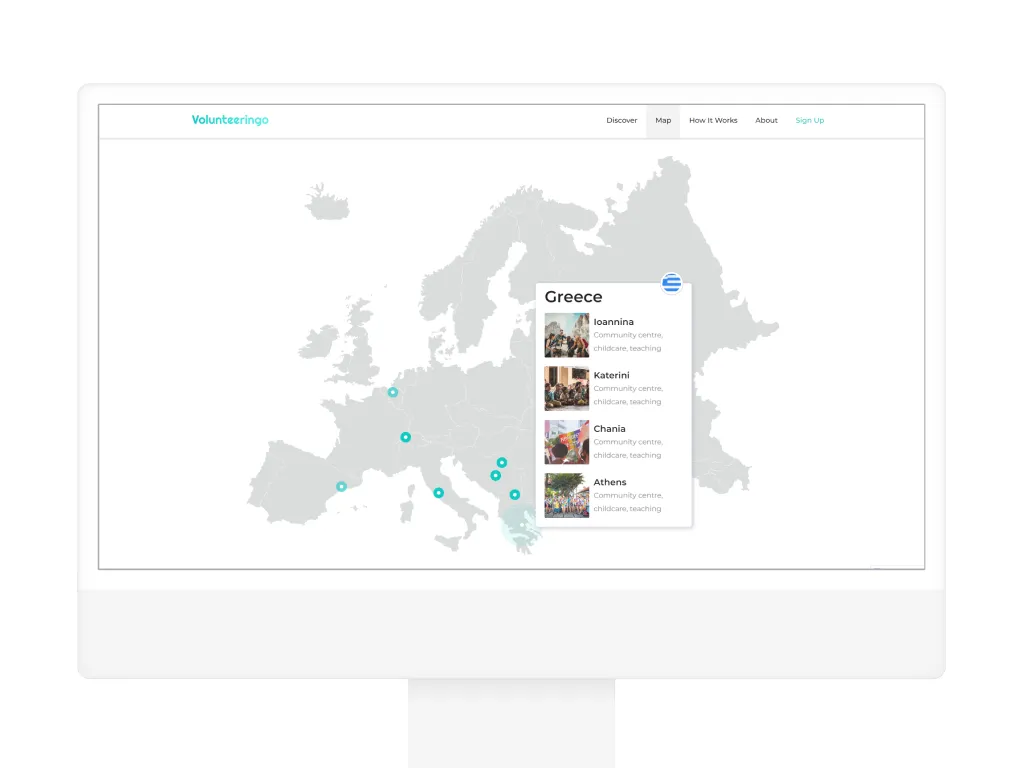 Mockup of Volunteeringo website