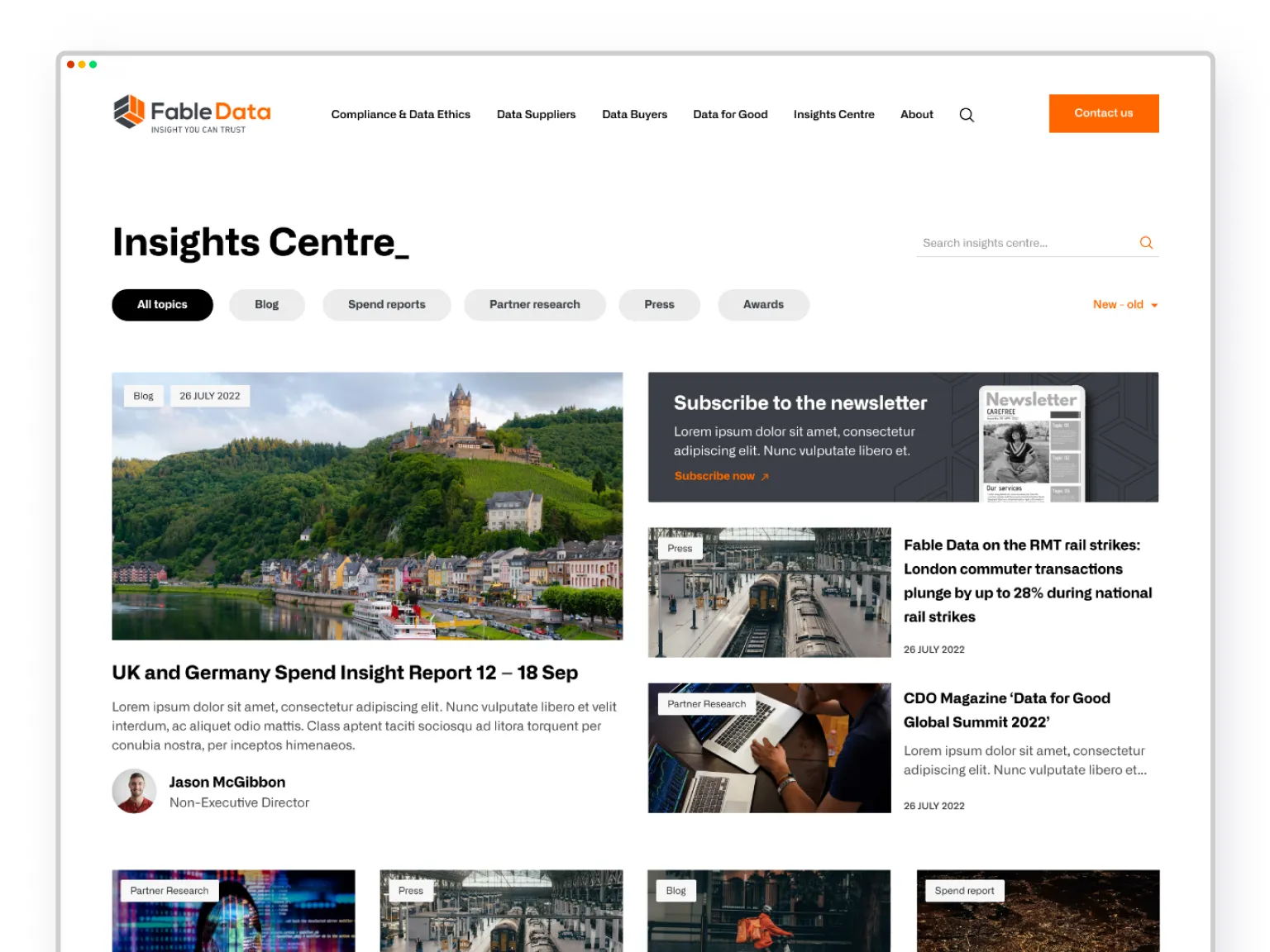 Mockup of Fable Data website